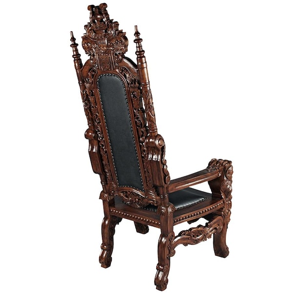 Design Toscano The Lord Raffles Leather Lion Throne Chair - AF51207