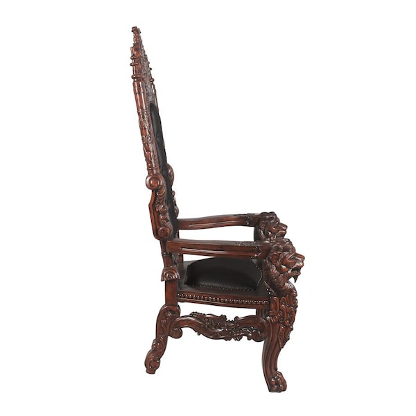 Design Toscano The Lord Raffles Leather Lion Throne Chair - AF51207