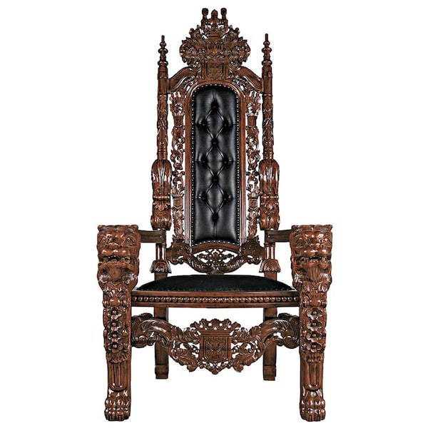 Design Toscano The Lord Raffles Leather Lion Throne Chair - AF51207