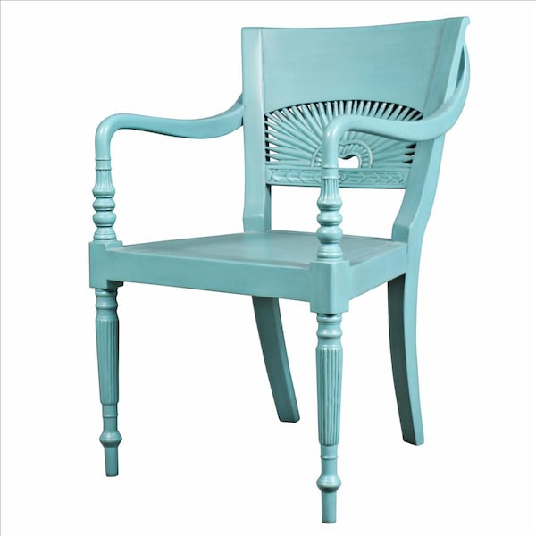 Design Toscano British Colonial Sunburst Mahogany Armchair - AF51789
