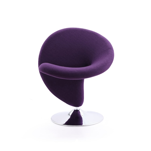 Manhattan Comfort Curl Swivel Accent Chair in Purple and Polished Chrome - AC040-EP