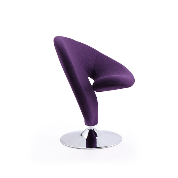 Manhattan Comfort Curl Swivel Accent Chair in Purple and Polished Chrome - AC040-EP