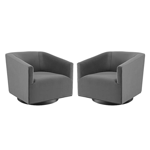Modway Furniture Twist Swivel Chair Performance Velvet, Gray, 2PK - EEI-4427-GRY
