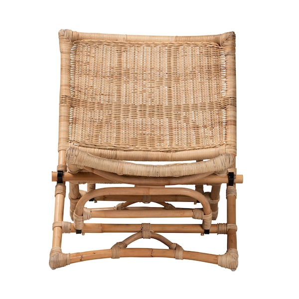 Baxton Studio Herrara Modern Bohemian Natural Brown Antique Rattan Foldable Lounge Chair - 219-12705-ZORO