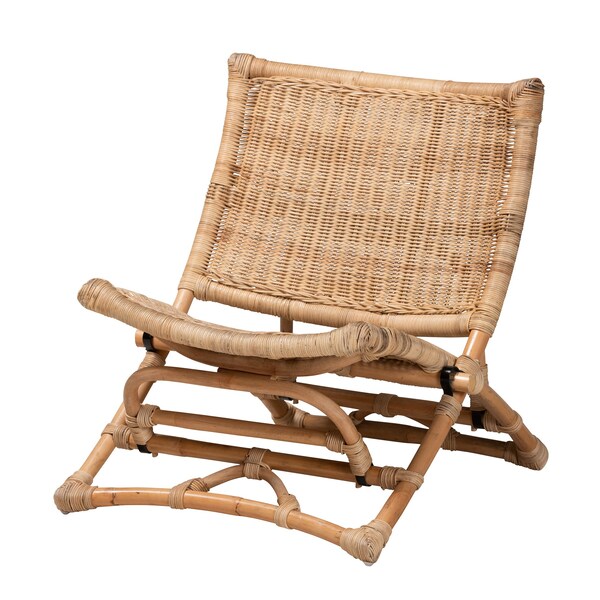 Baxton Studio Herrara Modern Bohemian Natural Brown Antique Rattan Foldable Lounge Chair - 219-12705-ZORO