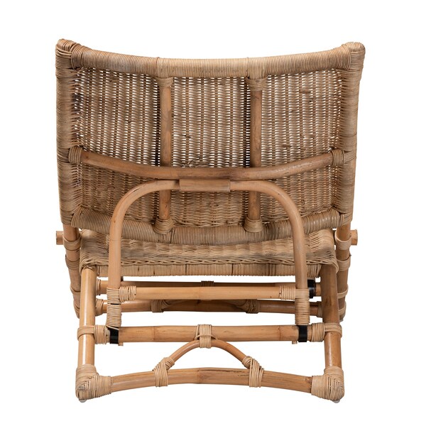 Baxton Studio Herrara Modern Bohemian Natural Brown Antique Rattan Foldable Lounge Chair - 219-12705-ZORO
