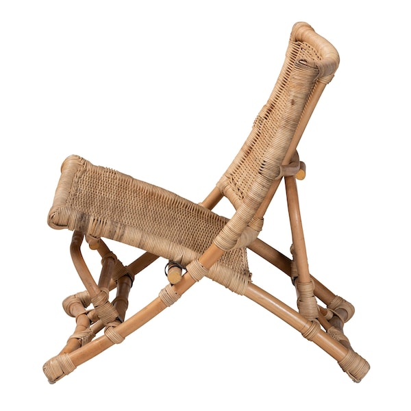 Baxton Studio Herrara Modern Bohemian Natural Brown Antique Rattan Foldable Lounge Chair - 219-12705-ZORO