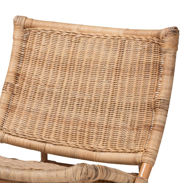 Baxton Studio Herrara Modern Bohemian Natural Brown Antique Rattan Foldable Lounge Chair - 219-12705-ZORO