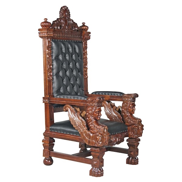 Design Toscano The Fitzjames Hand-Carved Solid Mahogany Throne Chair - AF1204