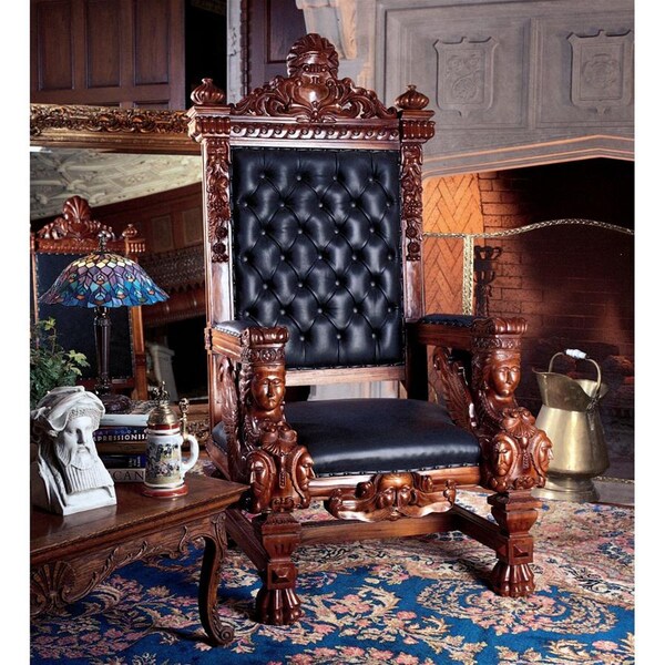 Design Toscano The Fitzjames Hand-Carved Solid Mahogany Throne Chair - AF1204