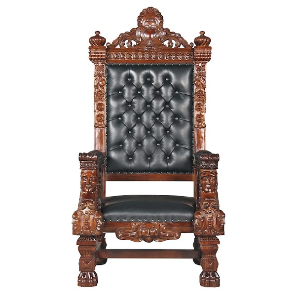 Design Toscano The Fitzjames Hand-Carved Solid Mahogany Throne Chair - AF1204