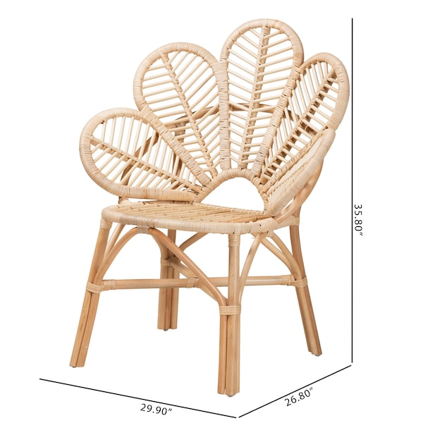 Baxton Studio Bianca Modern Bohemian Natural Brown Rattan Flower Chair - 226-13115-ZORO