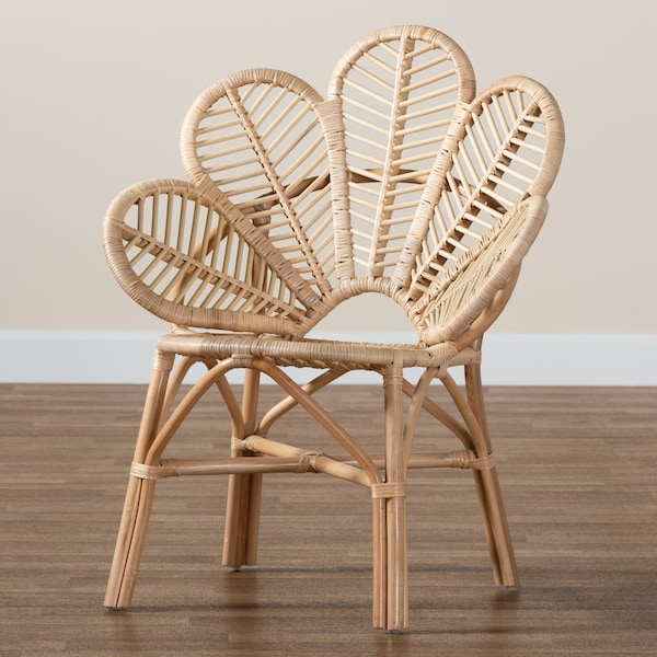 Baxton Studio Bianca Modern Bohemian Natural Brown Rattan Flower Chair - 226-13115-ZORO