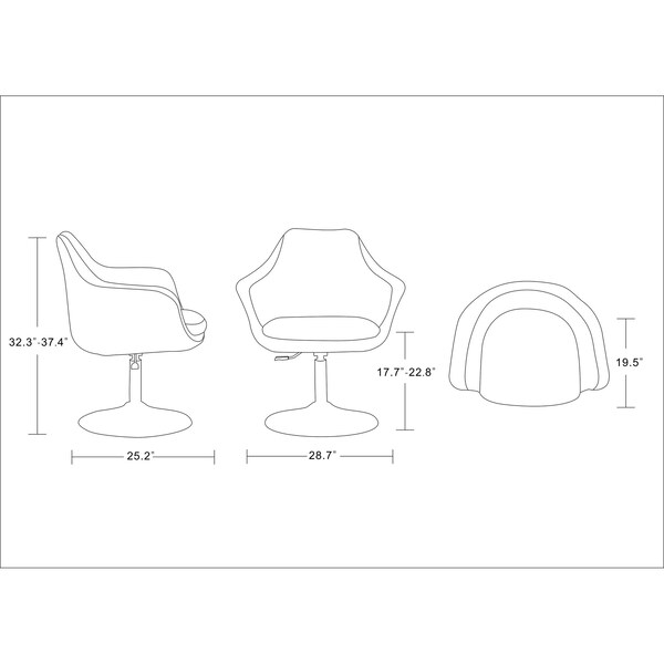 Manhattan Comfort Kinsey Adjustable Height Swivel Accent Chair in Red and Polished Chrome (Set of 2) - 2-AC039-RD