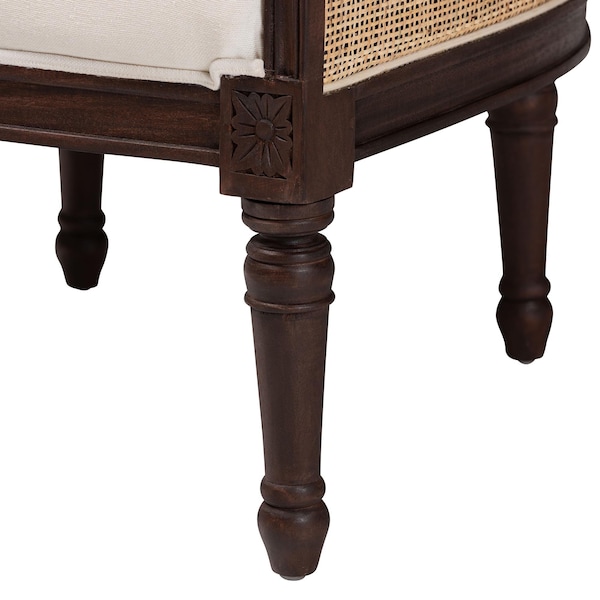 Bali & Pari Ornella Traditional French Beige Fabric and Dark Brown Finished Wood Accent Chair - 238-13385-ZORO