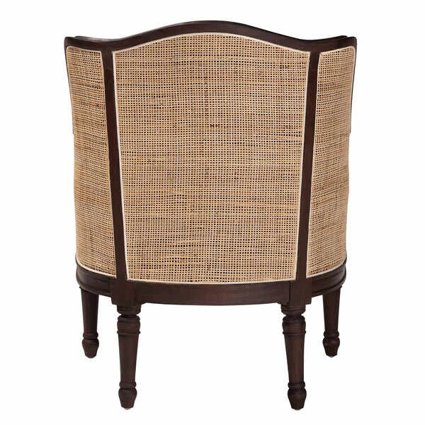 Bali & Pari Ornella Traditional French Beige Fabric and Dark Brown Finished Wood Accent Chair - 238-13385-ZORO