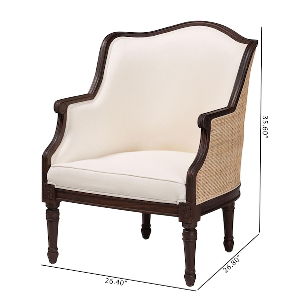 Bali & Pari Ornella Traditional French Beige Fabric and Dark Brown Finished Wood Accent Chair - 238-13385-ZORO