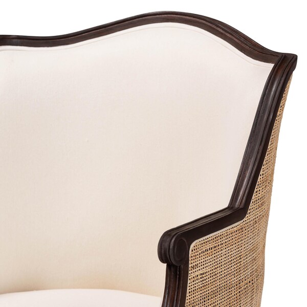 Bali & Pari Ornella Traditional French Beige Fabric and Dark Brown Finished Wood Accent Chair - 238-13385-ZORO