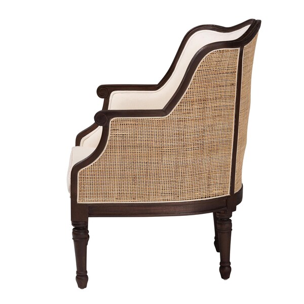 Bali & Pari Ornella Traditional French Beige Fabric and Dark Brown Finished Wood Accent Chair - 238-13385-ZORO