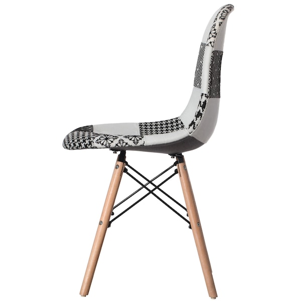 Fabulaxe Modern Fabric Patchwork Chair w/Wooden Legs for Kitchen, Dining Room, Entryway, Living Room, Single - QI004327