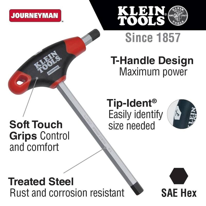 Llave hexagonal en T Journeyman de 5/32 pulg. de Klein Tools 4 pulg. - JTH4E10