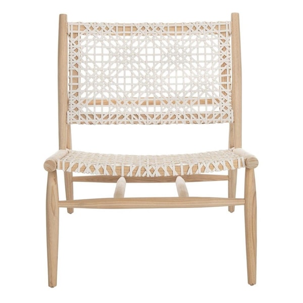 Safavieh Bandelier Leather Weave Accent Chair, Light Natural & White - ACH1000D