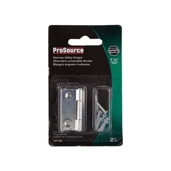 Prosource Cabinet Hinge, Steel, Zinc, Fixed Pin, 180 deg Range of Motion, Full Mortise Mounting, 7 Pair lb - LR-048-PS