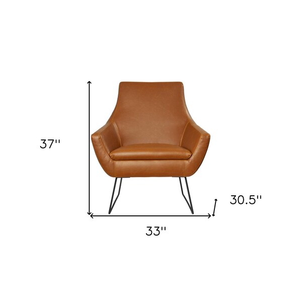 Homeroots Brown Chair with Matte Black Legs33 x 30.5 x 37 in. - 372983