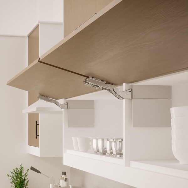Richelieu Atmos 107 Degree HeavyDuty SoftClose LiftUp Hinge for Frameless Cabinet, White and Gray, PR - AT00HD30