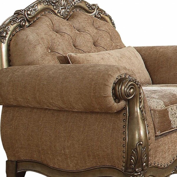 Homeroots 35 x 46 x 42 in. Fabric Vintage Oak Upholstery Poly Resin Chair with 1 Pillow - 347291
