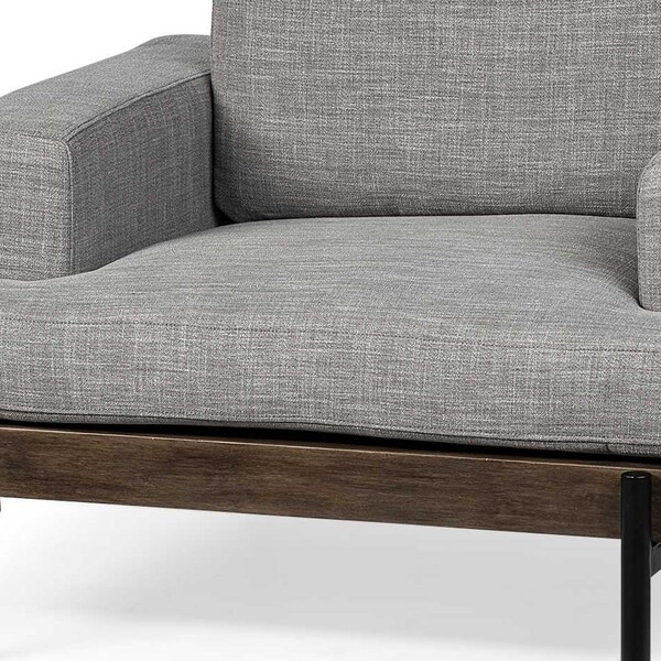 Homeroots Gray Fabric Wrap Seating Wide Accent Chair with Wood & Iron Frame - 376363