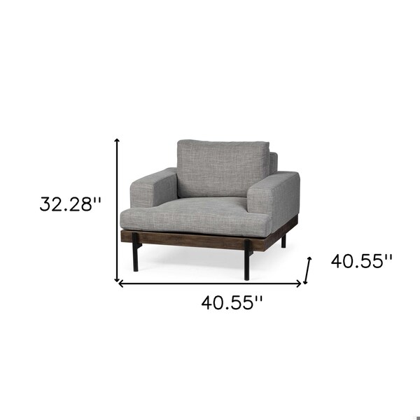 Homeroots Gray Fabric Wrap Seating Wide Accent Chair with Wood & Iron Frame - 376363