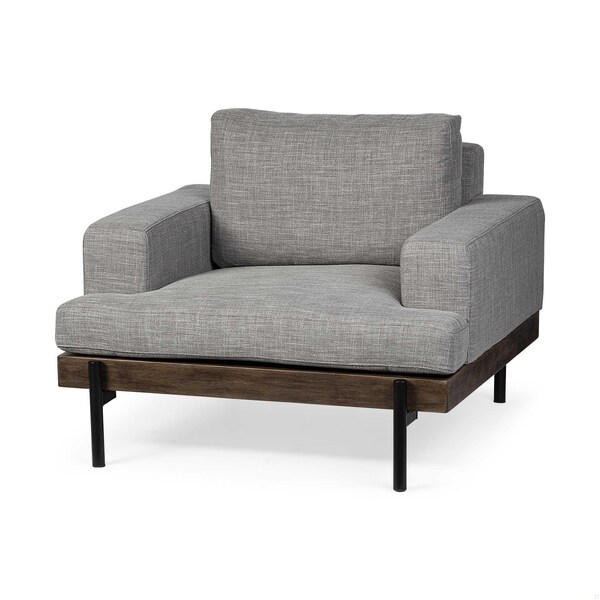 Homeroots Gray Fabric Wrap Seating Wide Accent Chair with Wood & Iron Frame - 376363