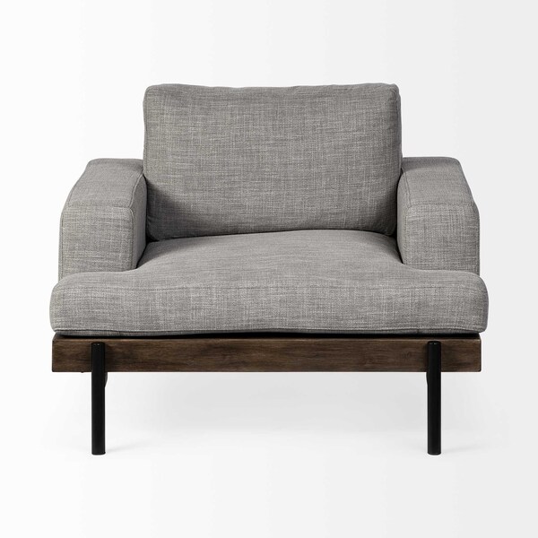 Homeroots Gray Fabric Wrap Seating Wide Accent Chair with Wood & Iron Frame - 376363