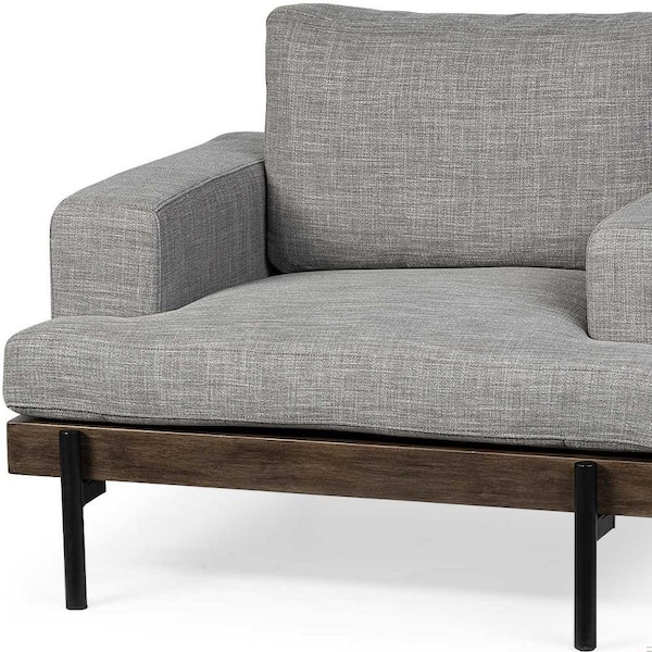 Homeroots Gray Fabric Wrap Seating Wide Accent Chair with Wood & Iron Frame - 376363