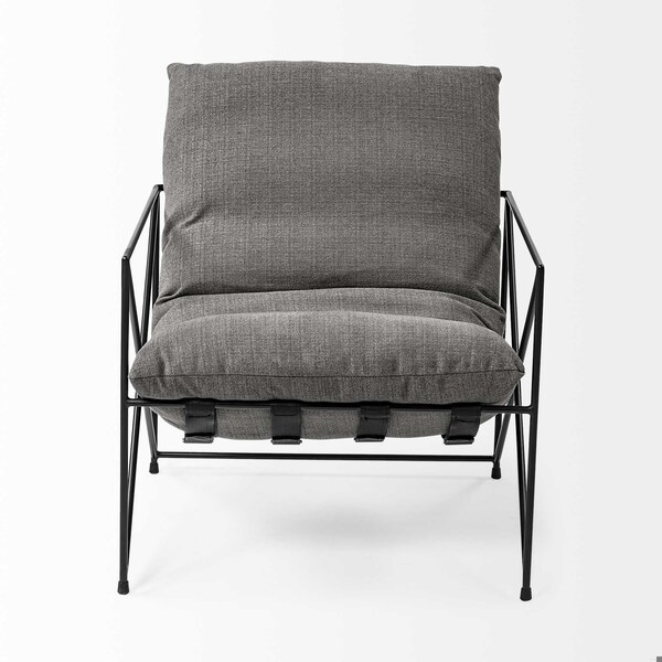Homeroots Grey Fabric Wrap Accent Chair with Black Metal Frame - 380387