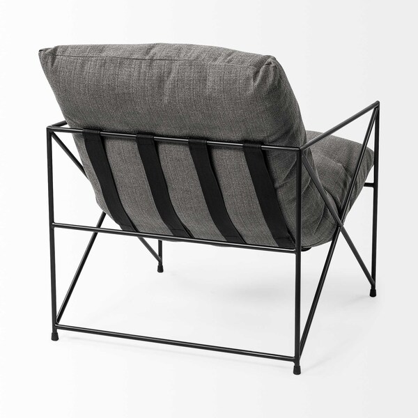 Homeroots Grey Fabric Wrap Accent Chair with Black Metal Frame - 380387
