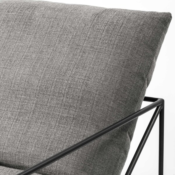 Homeroots Grey Fabric Wrap Accent Chair with Black Metal Frame - 380387