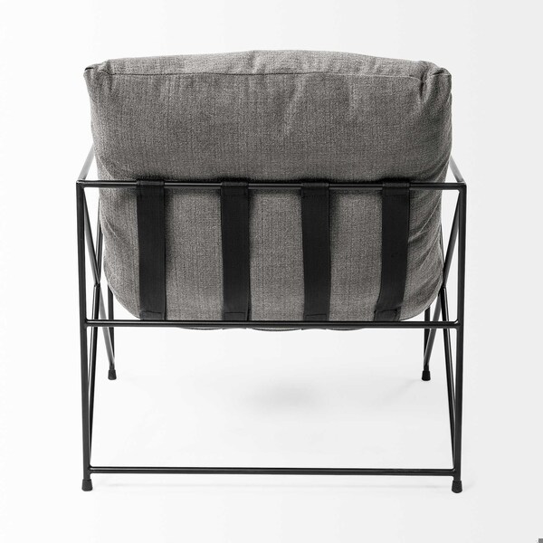 Homeroots Grey Fabric Wrap Accent Chair with Black Metal Frame - 380387