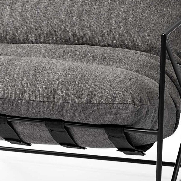 Homeroots Grey Fabric Wrap Accent Chair with Black Metal Frame - 380387