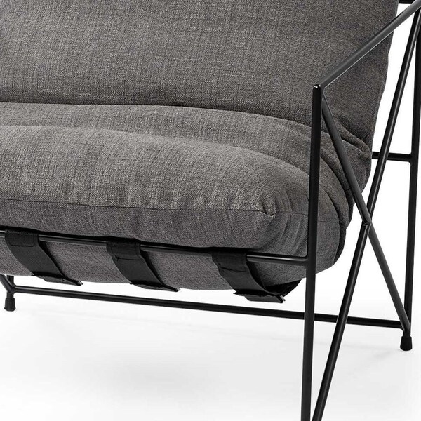 Homeroots Grey Fabric Wrap Accent Chair with Black Metal Frame - 380387