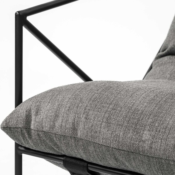 Homeroots Grey Fabric Wrap Accent Chair with Black Metal Frame - 380387