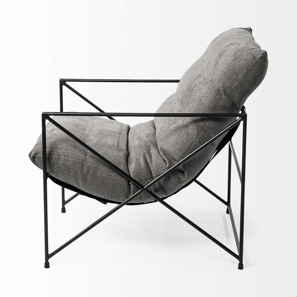 Homeroots Grey Fabric Wrap Accent Chair with Black Metal Frame - 380387