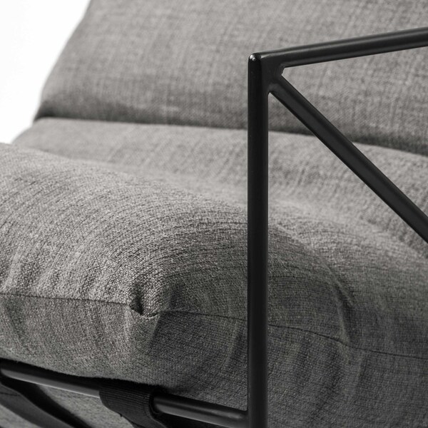 Homeroots Grey Fabric Wrap Accent Chair with Black Metal Frame - 380387