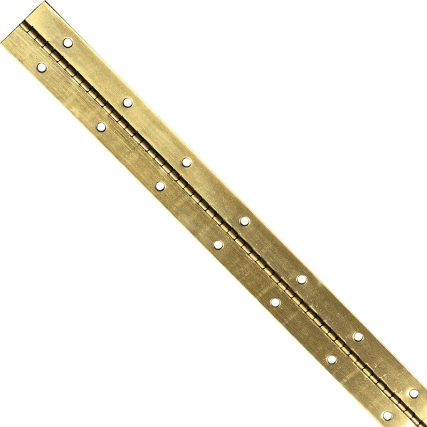 Hardware Resources Polished Brass 1-1/2" 21 Gauge Steel Piano Hinge in 6 ft Length - 5413