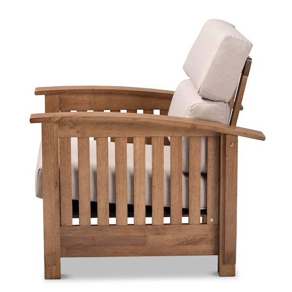 Baxton Studio Charlotte Taupe Upholstered Walnut Finished Wood 1-Seater Lounge Chair - 162-9797