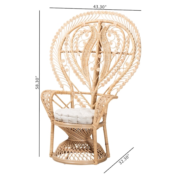 Baxton Studio Fedra Modern Bohemian Natural Brown Rattan Peacock Accent Chair - 226-13118-ZORO