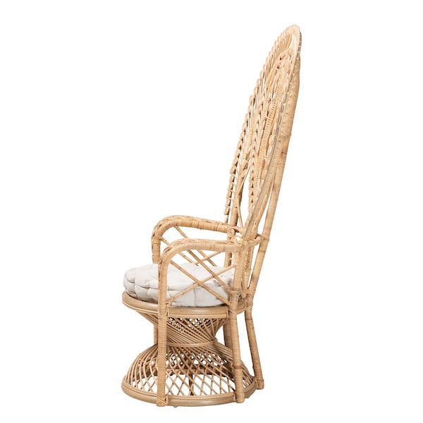 Baxton Studio Fedra Modern Bohemian Natural Brown Rattan Peacock Accent Chair - 226-13118-ZORO