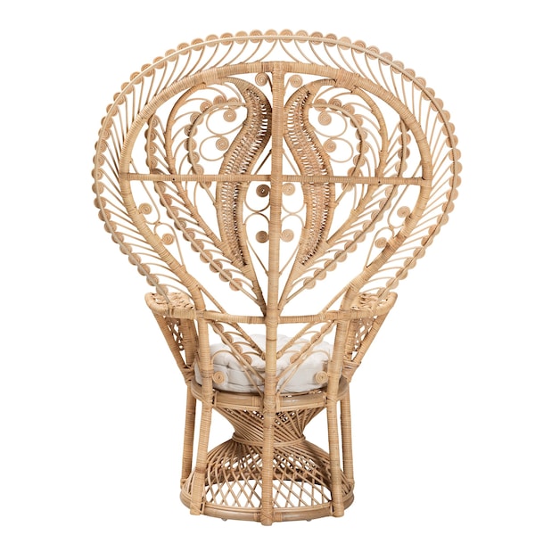 Baxton Studio Fedra Modern Bohemian Natural Brown Rattan Peacock Accent Chair - 226-13118-ZORO