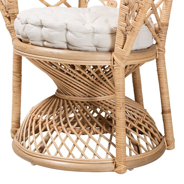 Baxton Studio Fedra Modern Bohemian Natural Brown Rattan Peacock Accent Chair - 226-13118-ZORO
